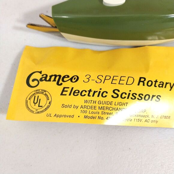 Vintage Cameo 3-Speed Electric Rotary Scissors with Guide Light Tested #A020 - Picture 7 of 9